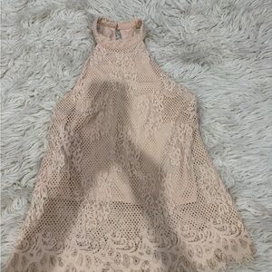 Material Girl Lace Halter Top - Blush